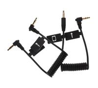 Baluue Cable Adaptador Trs a Trrs 35 MM Espiral 2 Piezas Negras para Micrófono y Smartphone Conector de Audio de 90 Grados Compatible Móviles y Cámaras Réflex Digitales Accesorios de