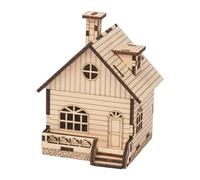 Baluue Caja de Música de Madera en Forma de Casa Ensamblada a Mano Manivela Decoración del Hogar Juguete Musical Artesanal Adorno Musical para Obsequio Especial