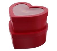 Baluue Caja de Obsequio para San Valentín Vacía en Forma de Corazón, Papel Maché Rojo Ventana Transparente, Set de 2 Cajas (1 Grande y 1 Pequeña) para Perfumes, Flores y Maquillaje,