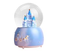 Baluue Caja Musical Bola de Cristal Azul Brillante Luz Led, Decoración de Escritorio, Diseño Castillo Princesa, Adorno para Dormitorio y Sala, sin Pilas
