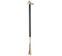 Baluue Calzador Largo de 56 Cm Mango de Madera de Haya y Cabeza Metálica de Latón, Color Negro, Elevador Auxiliar para Zapatos, Adecuado para Personas Mayores y Uso Doméstico