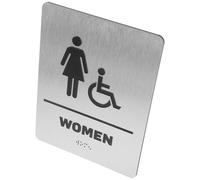 Baluue Cartel Baño Mujer con Braille Señal Identificación Aseos Adhesiva para Puertas Diseño Elegante para Oficinas Hoteles y Locales Públicos Fácil Instalación y Remoción sin Residuos