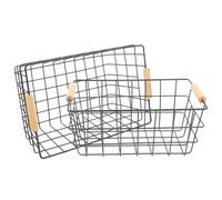 Baluue Cesta de Rejilla Metálica para Almacenamiento, Juego de 2 Tamaños (grande y Pequeño), Caja Organizadora Multifuncional para Frutas y Aperitivos, Contenedor Color Color