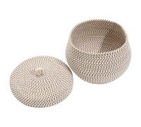 Baluue Cesta Redonda Tejida de Cuerda de Algodón Pequeña Cesta Funcional con Tapa para Almacenamiento Decorativo y Organización en Baño o Habitación para Huevos y Juguetes