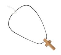 Baluue Collar Cruz Madera Ajustable para Iglesia Unisex Colgante Religioso Artesanal para Comunión y Eventos Espirituales Accesorio de Fe Madera Natural