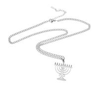 Baluue Collar de Menorá Hueco de Acero Inoxidable para Hombre, Colgante de Candelabro Vintage de 9 Ramas, Joyería Festiva Judía para Celebración de Hanukkah, Accesorio Religioso Elegante