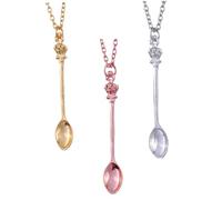 Baluue Collar de Mujer Colgante de Cuchara Conjunto de 3 Piezas Dorado Plateado y Rosa Estilo Hip-Hop Cadena para Clavícula Accesorio para Fiestas y Eventos Obsequios