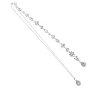 Baluue Collar de Novia Colgante de Cristal para Boda y Fiesta, Cadena Larga de Espalda Abierta en Plata, Joyería para Mujer y Niña en Eventos Obsequios