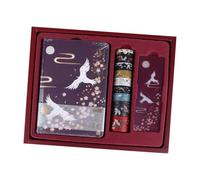 Baluue Cuaderno de Estilo Chino Encuadernación Artesanal, Libreta de Notas Diario Páginas a Color, 1 Unidad en Tono Rojo Oscuro, Incluye 10 Cintas Decorativas, Adecuado para Escritura