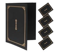 Baluue Cubierta Protectora para Certificados A4 5 Piezas, Portada para Diploma Negra Estampado Dorado, Material Papel Resistente, Esquinas Redondeadas, Adecuado para Graduación y Premios