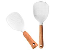 Baluue Cucharas para Arroz 2 Piezas Set con Mango de Silicona y Madera Utensilios de Cocina Resistentes al Calor Espátulas Multifuncionales para Servir Arroz y Alimentos Accesorios