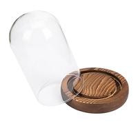 Baluue Cúpula de Vidrio Transparente con Base de Madera para Velas Pequeñas Accesorio Decorativo para Hogar y Ambiente Relajante Soporte para Velas Decorativas