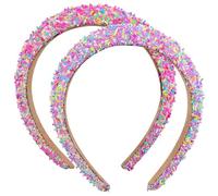 Baluue Diademas Acolchadas de Esponja 2 Piezas Diadema Ancha Antideslizante para Mujer y Niña Colores Rosa Fucsia y Púrpura Brillo Accesorios Cabello para Uso Diario y Fiestas