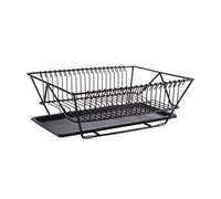 Baluue Escurreplatos Metálico Negro Bandeja Extraíble, Organizador de Almacenamiento de Cocina, Soporte para Secar Platos y Utensilios, Estante Resistente y Anticorrosión para Encimera