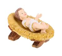 Baluue Estatua Decorativa del Jesús de Resina con Pesebre Redondo Figura Navideña Religiosa para Escritorio Adorno de Belén Artesanal para Decoración del Hogar y Oficina