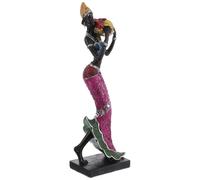 Baluue Figura Decorativa de Mujer Africana Étnica en Resina Sintética Gorra Amarilla, 7.5x5x25 Cm, Adorno para Escritorio y Decoración del Hogar Artesanal