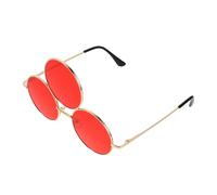 Baluue Gafas de Sol Divertidas Punk de Cosplay con Triple Círculo, Marco Dorado y Lentes Rojos, Gafas de Sol Redondas Vintage para Fiestas, Presentaciones y Fotografía Callejera,