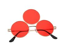 Baluue Gafas de Sol Novedosas de Metal Rojas Redondas Punk