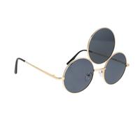 Baluue Gafas de Sol para Hombre Retro Metal Negro Redondas Circulares