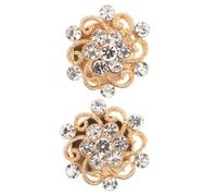 Baluue Gemelos de Camisa Metálicos Kc Dorados Pedrería Floral 2 Piezas Forros Decorativos para Botones de Mujer Accesorios Elegantes para Camisas Formales y Eventos