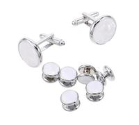 Baluue Gemelos y Botones de Camisa para Hombre Diseño Clásico Redondo con Nácar Accesorios Elegantes para Camisas Francesas para Bodas Negocios y Eventos Formales