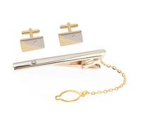 Baluue Gemelos y Pinza de Corbata Dorados con Elegante para Camisa de Hombre Accesorios Clásicos para Oficina Bodas y Eventos Formales