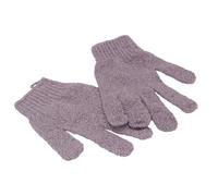 Baluue Guantes de Baño Exfoliantes de Cinco Dedos Morados, Manopla de Ducha Unisex, Tamaño Único Elástico para Exfoliación Corporal en Ducha y Sauna, Paquete de 1 Par