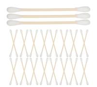 Baluue Hisopos de Algodón Multiusos Mango de Bambú 100 Unidades Puntas Dobles para Limpieza de Oídos Maquillaje y Teclados Bastoncillos Portátiles para Cuidado Personal y Uso Diario
