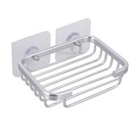 Baluue Jabonera de Aluminio Espacial sin Taladro Drenaje Ventilado y Almacenamiento Conveniente para Baño y Cocina Color Plata