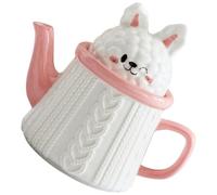 Baluue Jarra de Cerámica Forma de Conejo, Tetera Resistente al Calor, Contenedor de Agua Hogar, Botella de Té para Uso en Dormitorio y Restaurante, Capacidad Grande, Diseño Funcional