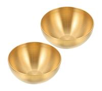 Baluue Juego de 2 Boles de Acero Inoxidable para Servir Frutas y Ensaladas 15 CM Color Dorado Tazones Reutilizables Prácticos para Cocina y Comedor Adecuado para Reuniones y Fiestas