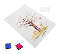 Baluue Juego de Póster para Fiesta Revelación de Género Árbol de Huellas Dactilares Kit 1 Póster 2 Tintas Azul y Rosa y 1 Hoja de Adhesivos Libro de Visitas para Shower Decoración y