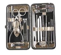 Baluue Kit de Manicura 19 Piezas Color Oro Metálico Set de Cortaúñas y Herramientas para Uñas Multifuncional para Pedicura y Cuidado Profesional y Doméstico