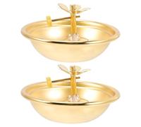 Baluue Lámpara de Aceite Ajustable de Aleación para Adoración 2 Unidades Portalámparas de Ghee Vintage para Meditación Altar Interior y Rituales Religiosos