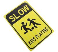 Baluue Letrero Metálico de Calle Slow Down Señal de Precaución para Seguridad Vial Resistente la Intemperie para Zonas Escolares y Calles