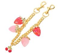 Baluue Llavero para Mujer Dije de Fresa y Cereza en Aleación de Zinc Dorado, Liviano y Resistente para Bolso, Adecuado para Viajes y Escuela