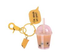 Baluue Llaveros de Té Leche y Perlas de Resina Naranja para Decoración de Bolsos y Teléfonos, Colgante Creativo y Elegante para Obsequio y Uso Diario