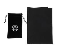 Baluue Mantel Pentáculo Negro 500x500 Bolsa de Tela Cordón 100x180 Cm para Cartas del Tarot, 2 Piezas, Resistente al Desgaste, Portátil para Adivinación, Juego Mágico y Almacenamiento