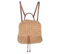 Baluue Mochila Tejida de Paja Mochila de Verano Estilo Bohemio para Mujer Color Marrón Claro Ligera Cordón Ajustable Tamaño Mediano Bolso Playa Casual