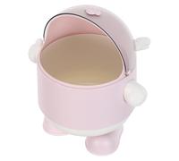 Baluue Papelera Pequeña para Escritorio de Plástico Rosa con Tapa Mini Bote de Basura Creativo de Dibujos Animados para Oficina Aula y Hogar Cubo Compacto y Decorativo para Eliminar