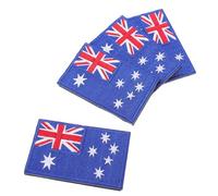 Baluue Parche Bordado Bandera de Australia 4 Piezas para Coser o Planchar, Apliques Bordados de Mochila, Rojo y Color Claro, Parches Patrióticos para Ropa y Accesorios