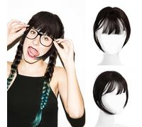 Baluue Peluca con Flequillo Francés Extensiones de Cabello para Mujer Postizo Frontal Clip Flequillo Postizo Cabello Humano Pieza para Cabeza