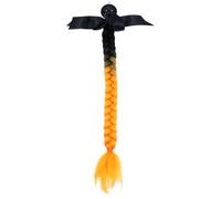 Baluue Peluca de Casco Naranja Trenzas Africanas, Fibra Química Resistente al Calor, Decoración Ventosa Fácil de Colocar y Quitar para Casco de Ciclismo y Scooter