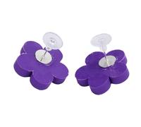 Baluue Pendientes de Botón de Arcilla Polimérica Morados Flores Pequeñas de 925 Plata Pendientes Coloridos para Mujer Joyería Ligera y Combinable Ideales para Uso Diario y Viajes