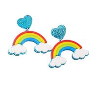 Baluue Pendientes de Mujer Colgantes de Arcoíris Simples y Coloridos en Forma de Corazón, Acrílicos Metálicos Resistentes para Fiestas y Viajes,