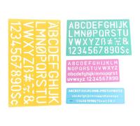 Baluue Plantillas de Reglas de Grafiti Coloridas para 4 Piezas Números Letras y Símbolos Material Plástico Resistente Adecuado para Dibujo y Aprendizaje Creativo Color Aleatorio