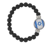 Baluue Pulsera de Cuentas Negra Bandera de Israel Pulsera Unisex Ajustable Temática Israelí Accesorio Cultural para Hombre y Mujer Diseño Duradero y Cómodo Adecuado para Uso Diario y