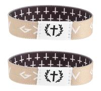 Baluue Pulseras Elásticas Cristianas Versículos Bíblicos 2 Piezas Diseño Unisex Negro y Gris Brazaletes Motivacionales para Mujeres y Hombres Accesorio Espiritual para Eventos