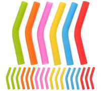 Baluue Puntas para Pajitas Reutilizables de Acero Inoxidable y Silicona, 24 Piezas (6 Colores X 4 Unidades), Funda para Beber, Tamaño Pequeño, Aptas para Reuniones, Picnic y Fiestas