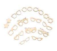 Baluue Recortes de Madera sin Pintar en Forma de Gafas, Set de 17 Piezas, Astillas Ligeras y Suaves para Manualidades Diy, Adornos para Grafitis Infantiles y Decoración Creativa